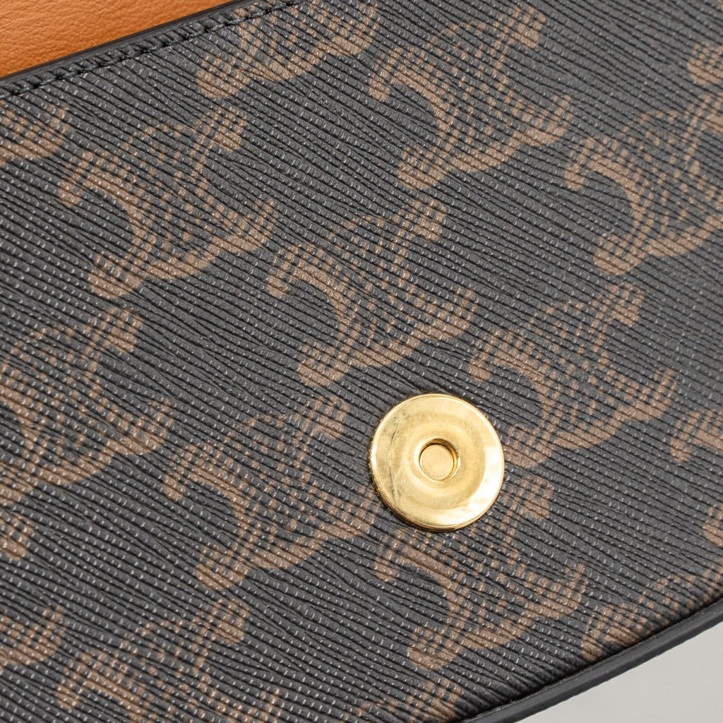 CELINE CLUTCH ON STRAP TABOU CALFSKIN/TRIOMPHE CANVAS TAN GHW