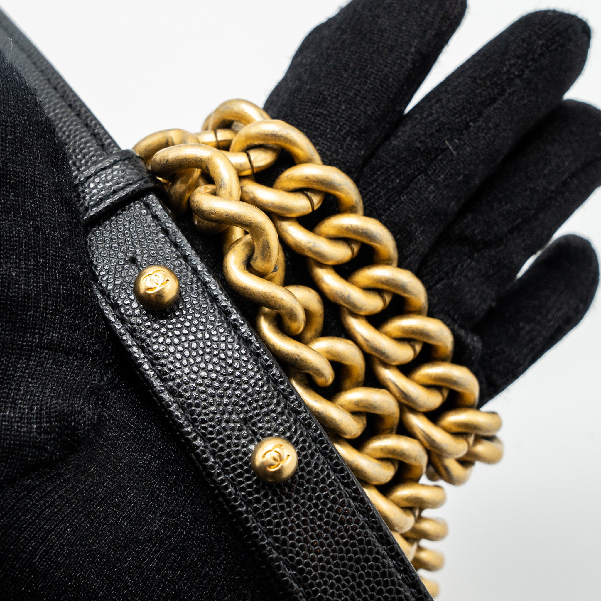 CHANEL SMALL BOY BAG CAVIAR BLACK GHW