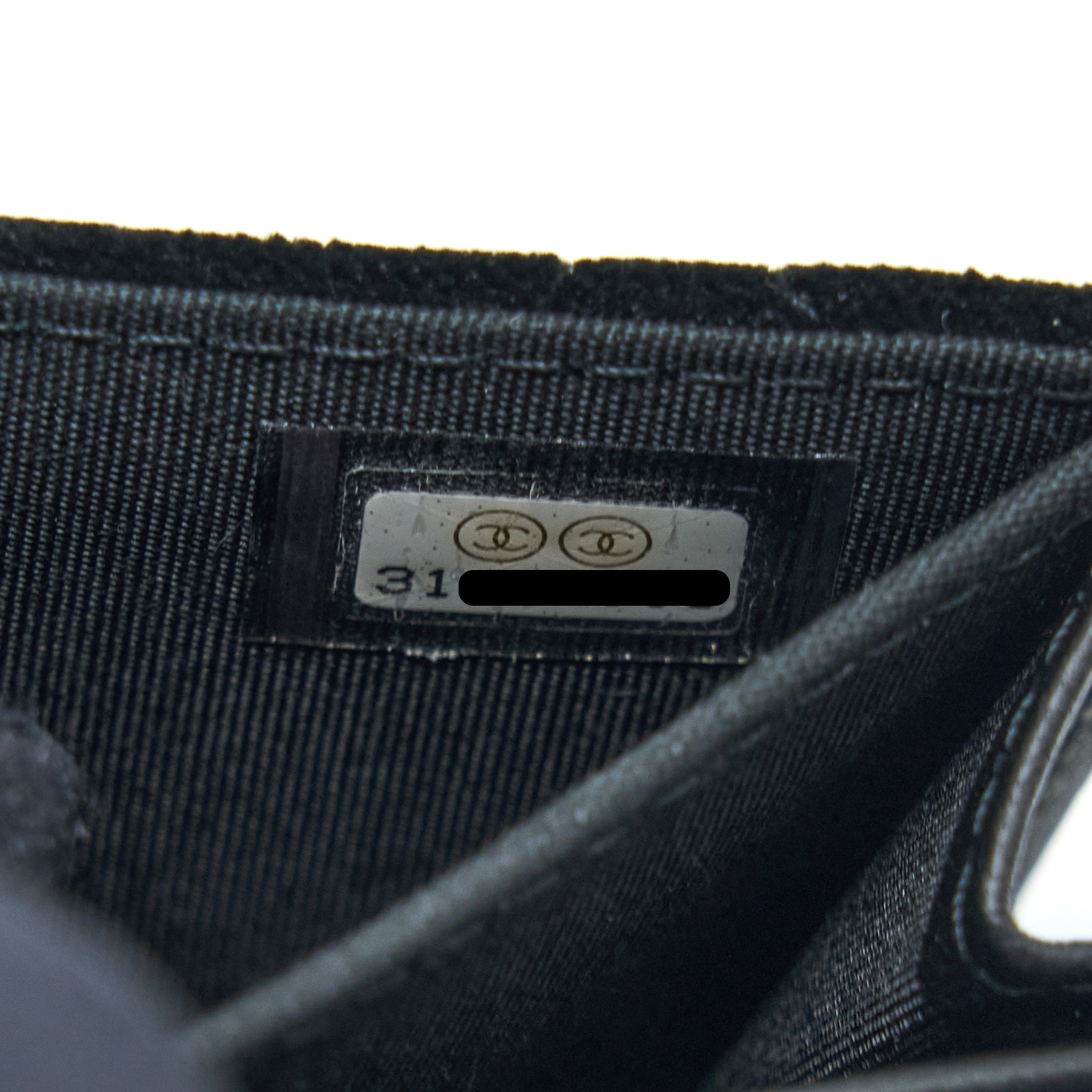 CHANEL FLAP CARD HOLDER GIANT CC LOGO VELVET BLACK LGHW