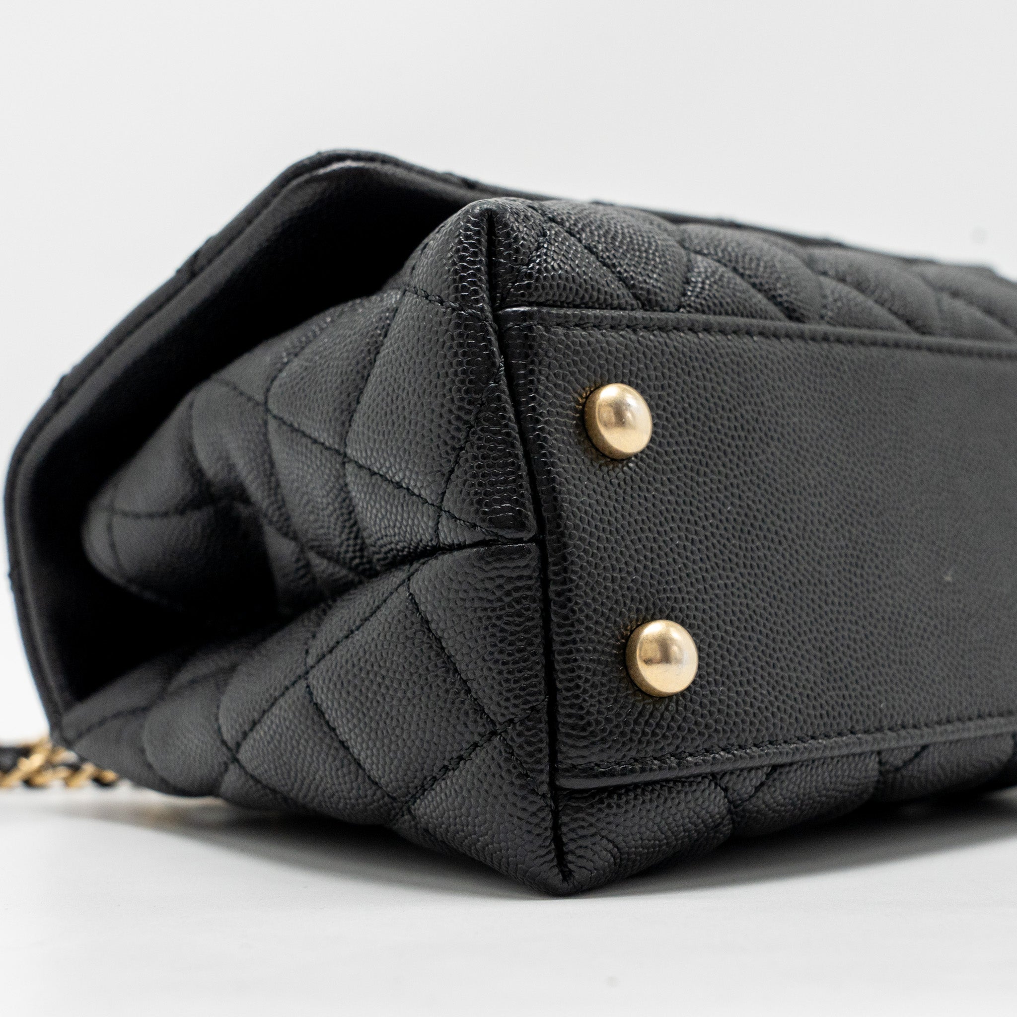 CHANEL SMALL COCO HANDLE WITH PYTHON HANDLE CAVIAR BLACK/BURGUNDY GHW