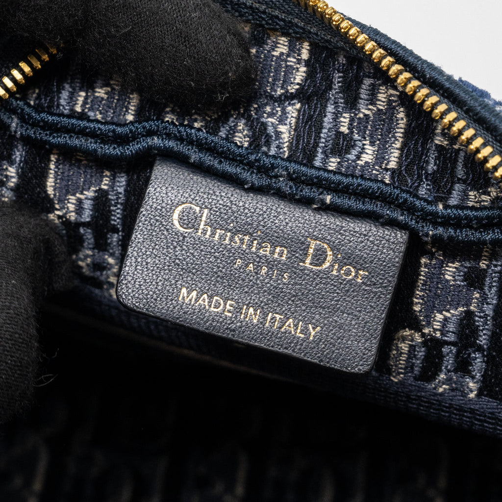 DIOR BEAUTY POUCH BLUE DIOR OBLIQUE JACQUARD/VELVET GHW