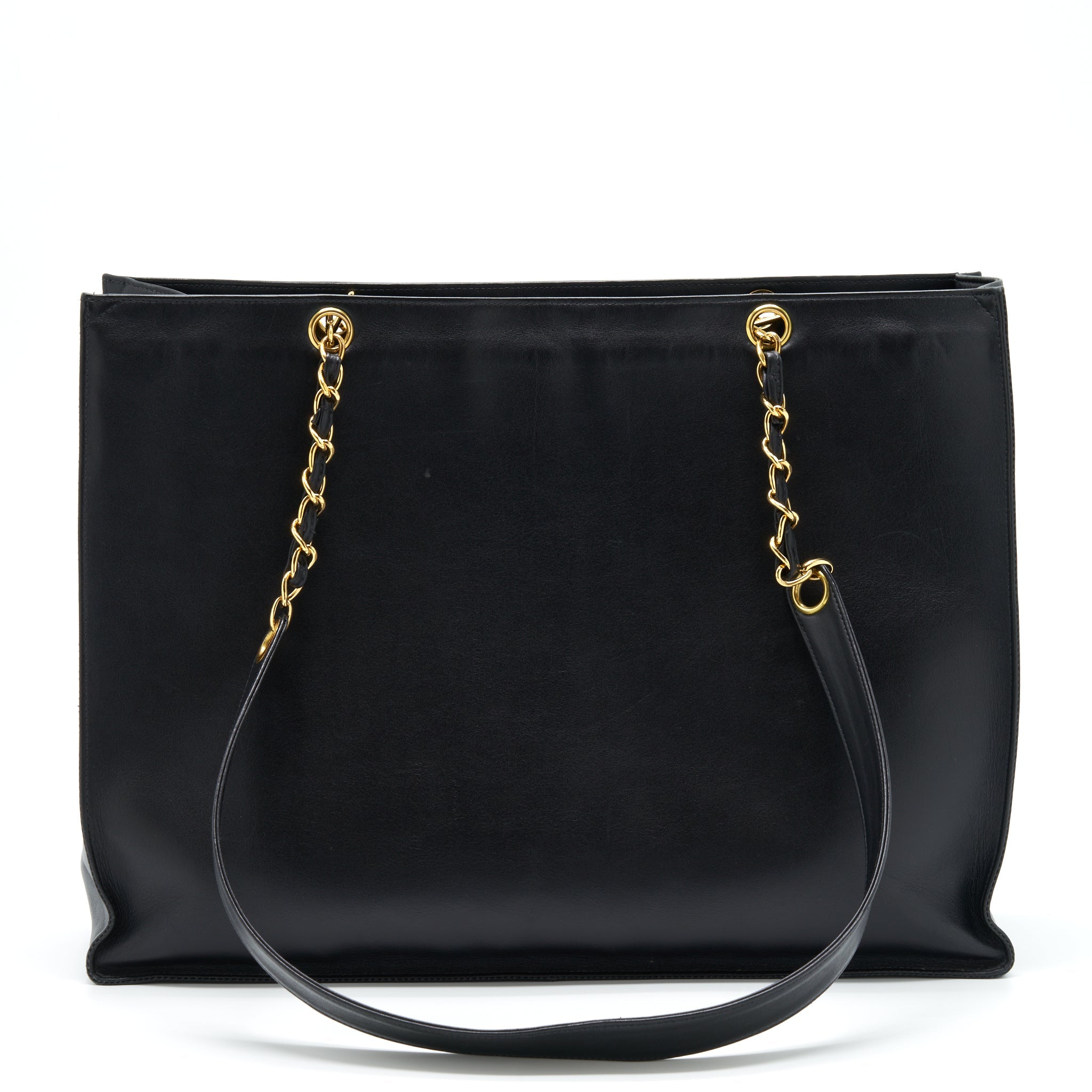CHANEL VINTAGE CC TIMELESS SHOPPING TOTE LAMBSKIN BLACK GHW