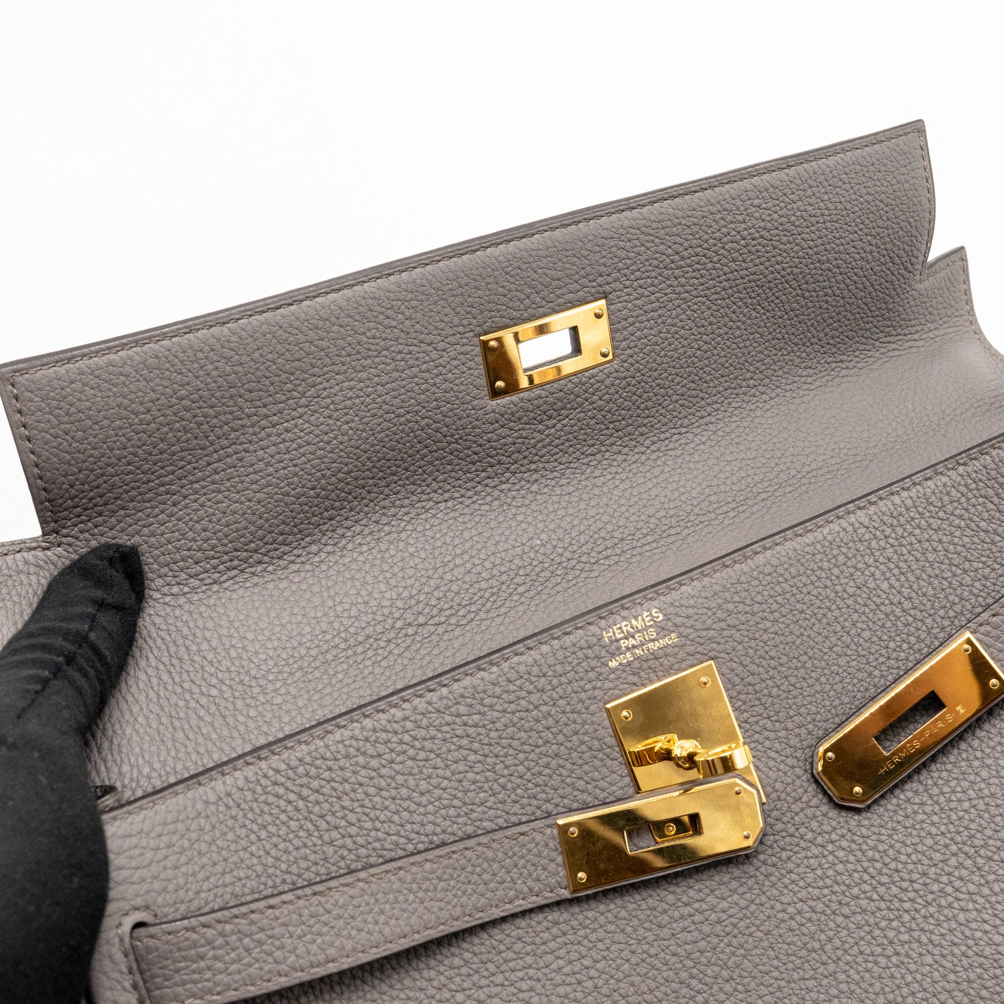 HERMES KELLY 32 TOGO 8F GRIS ETAIN GHW