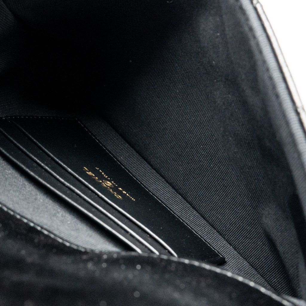 CHANEL 24S MINI 31 CLUTCH BAG SHINY LAMBSKIN BLACK LGHW (MICROCHIP)