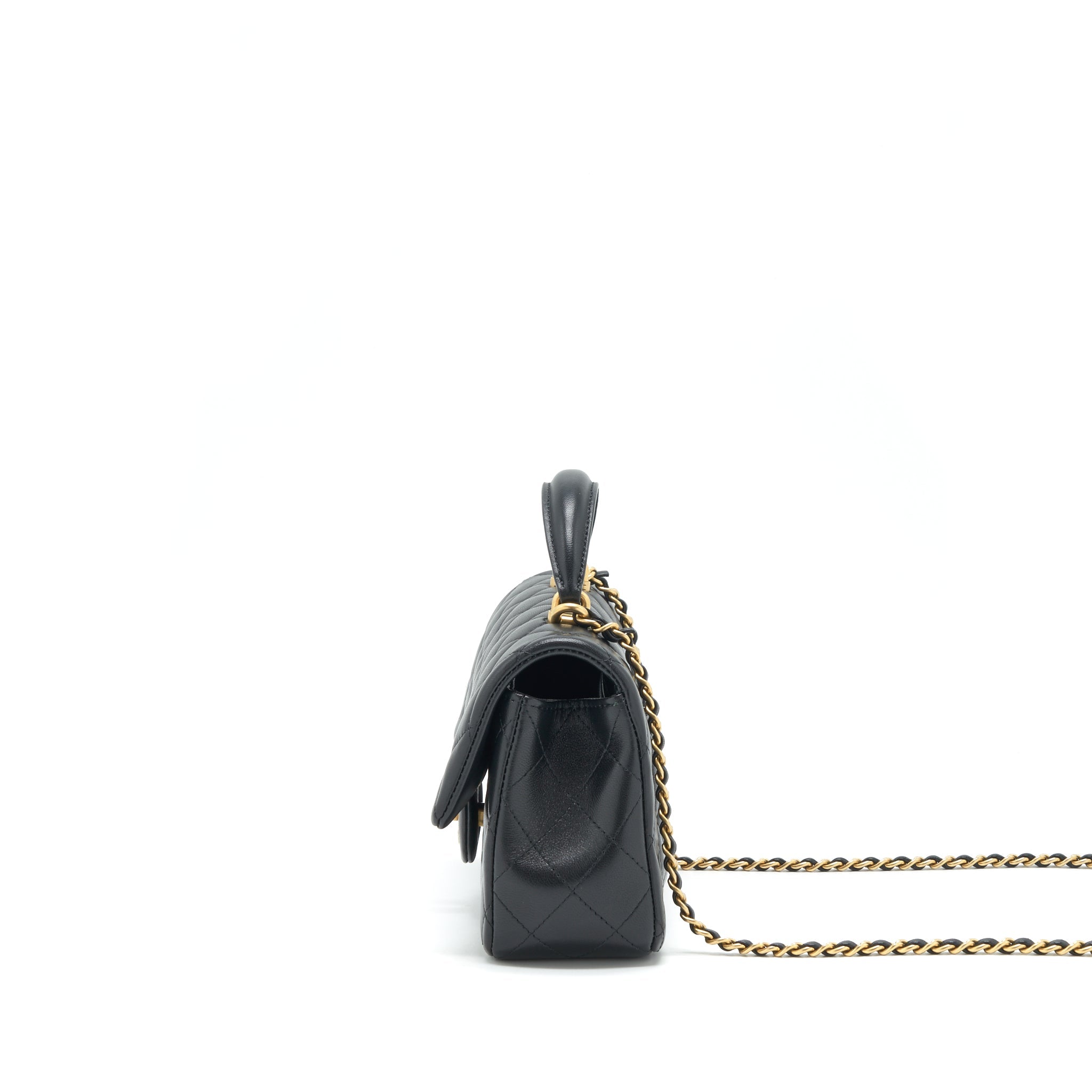 CHANEL TOP HANDLE RECTANGULAR FLAP BAG LAMBSKIN GHW
