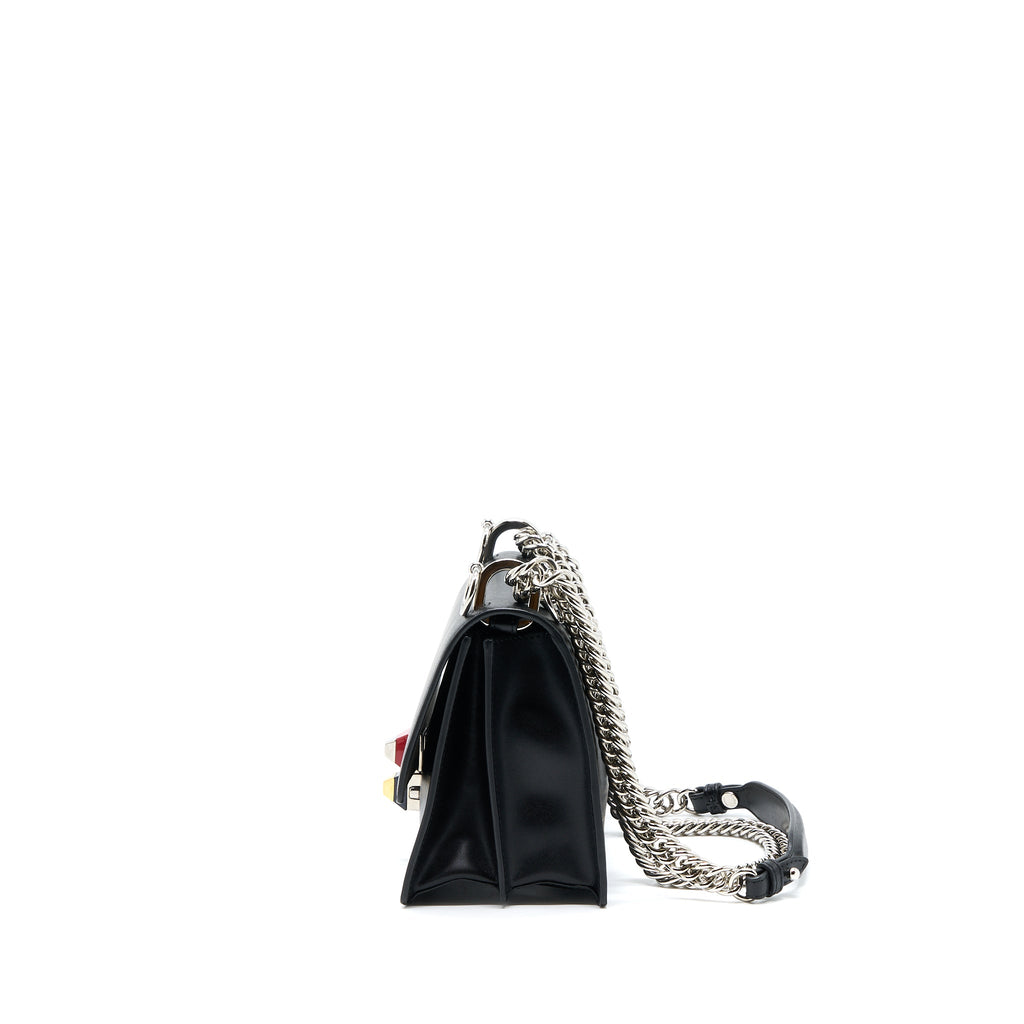 FENDI KAN I CALFSKIN BLACK SHW WITH AN EXTRA BAG CHARM