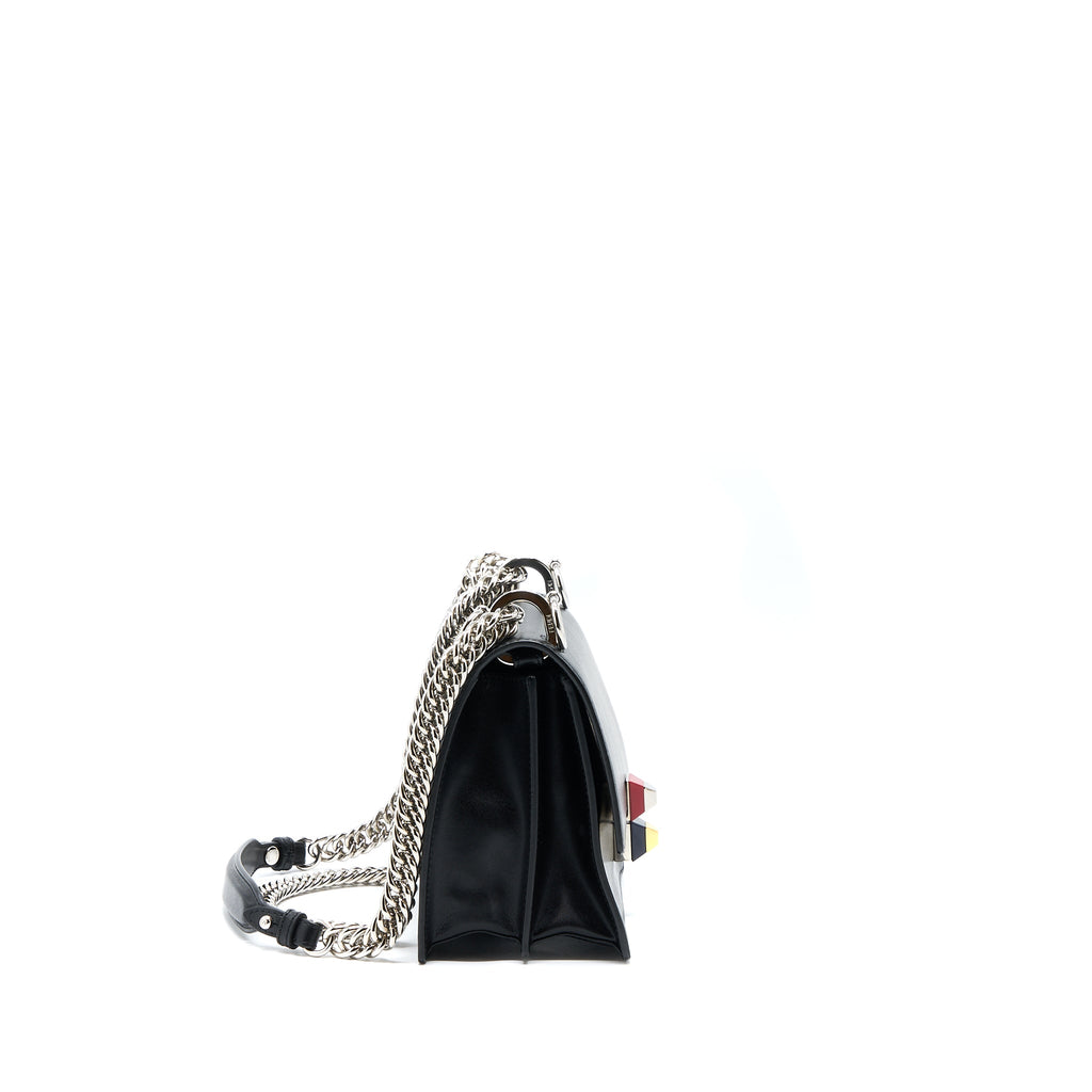 FENDI KAN I CALFSKIN BLACK SHW WITH AN EXTRA BAG CHARM