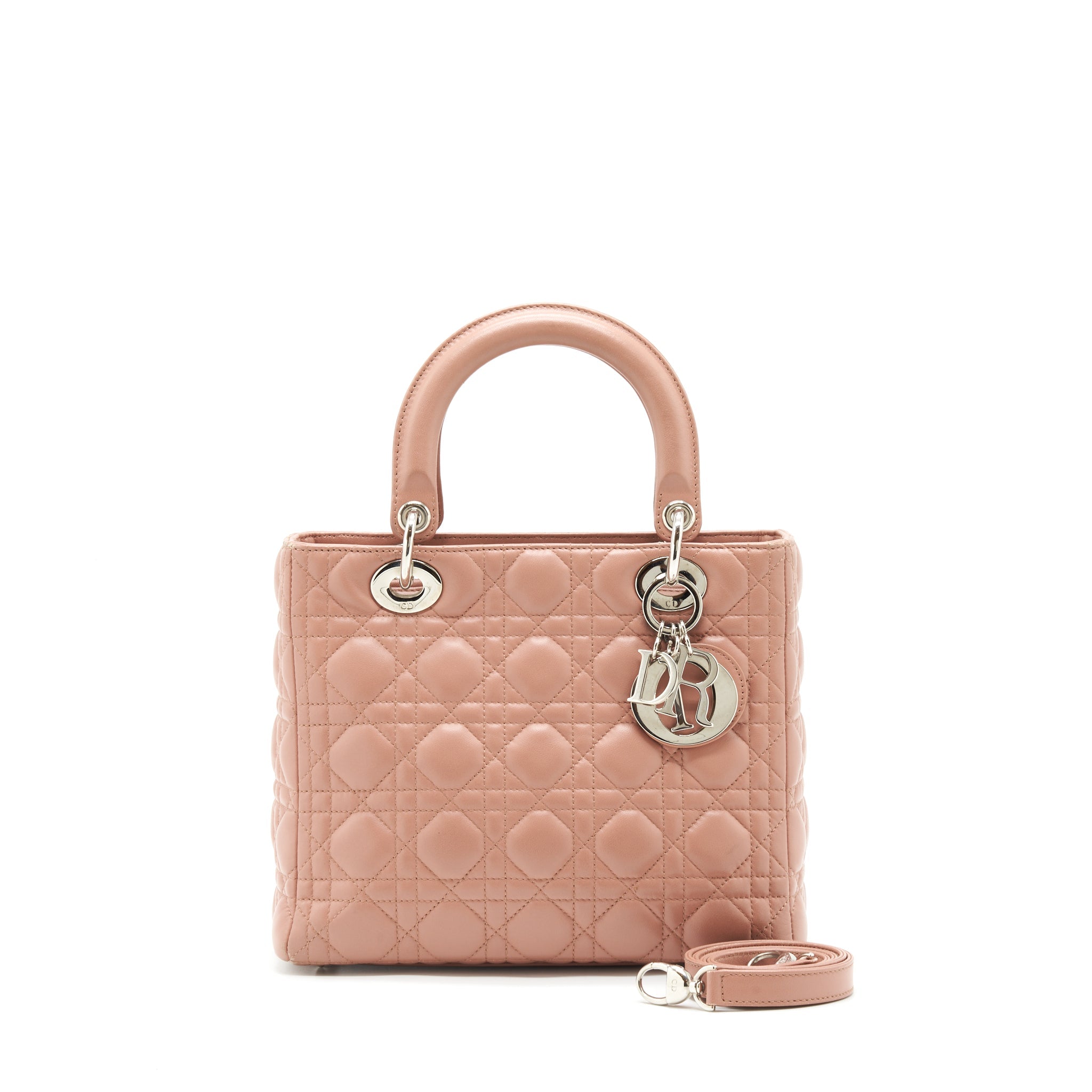 DIOR MEDIUM LADY DIOR LAMBSKIN BLUSH SHW