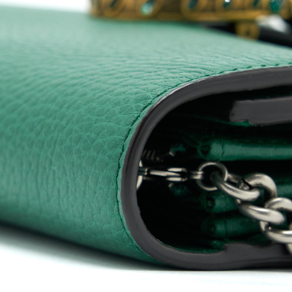 GUCCI DIONYSUS MINI CHAIN BAG CALFSKIN GREEN MULTICOLOUR HARDWARE