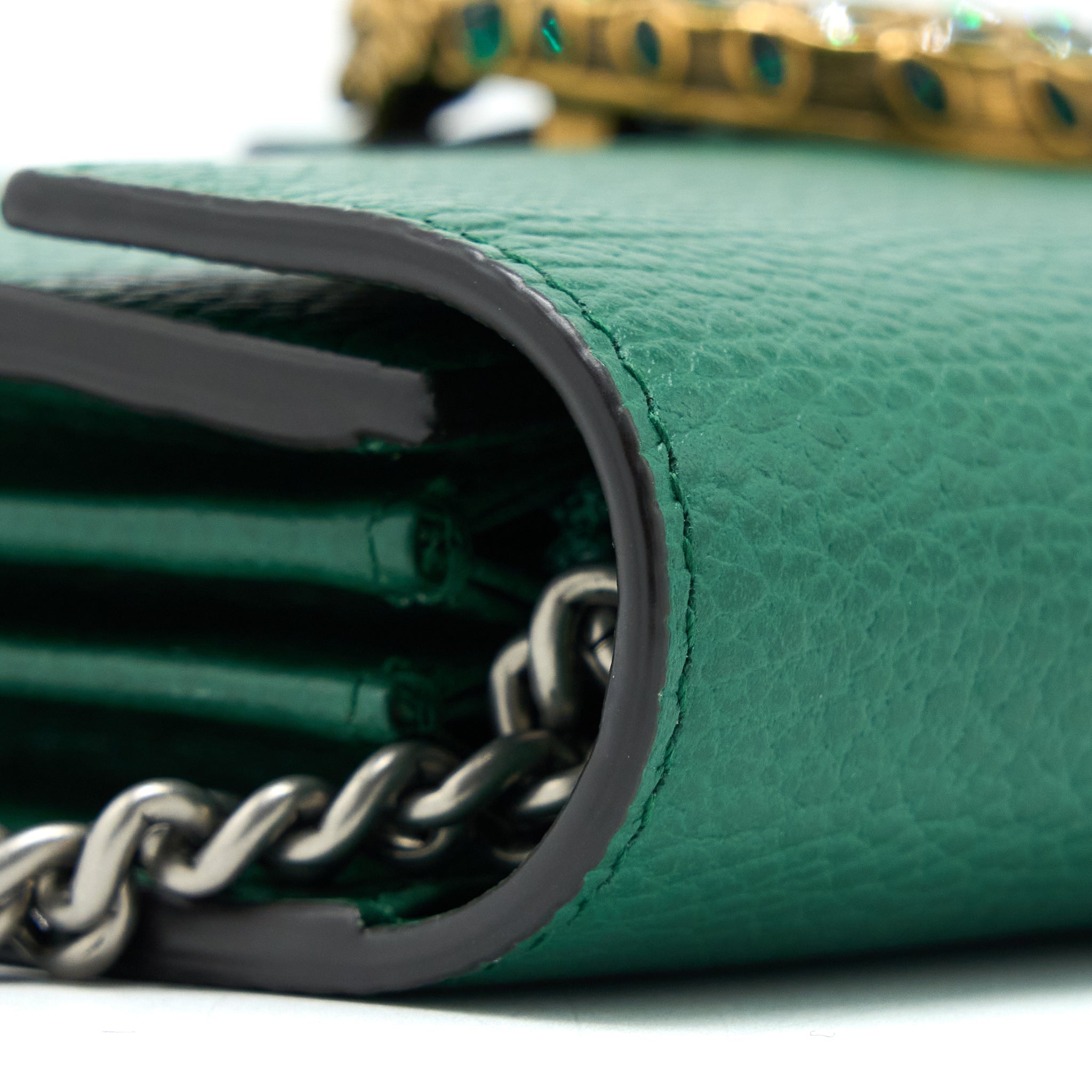 GUCCI DIONYSUS MINI CHAIN BAG CALFSKIN GREEN MULTICOLOUR HARDWARE