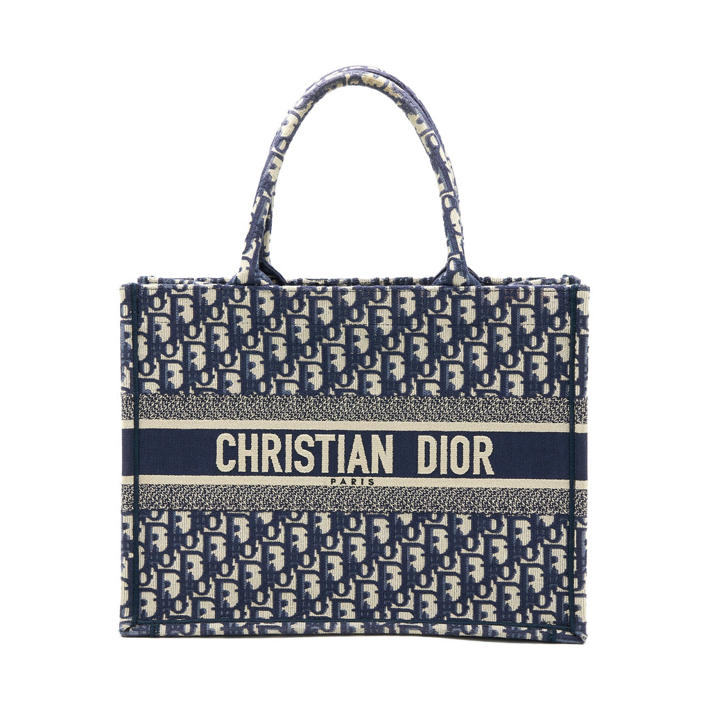 DIOR MEDIUM BOOK TOTE OBLIQUE EMBROIDERY BLUE