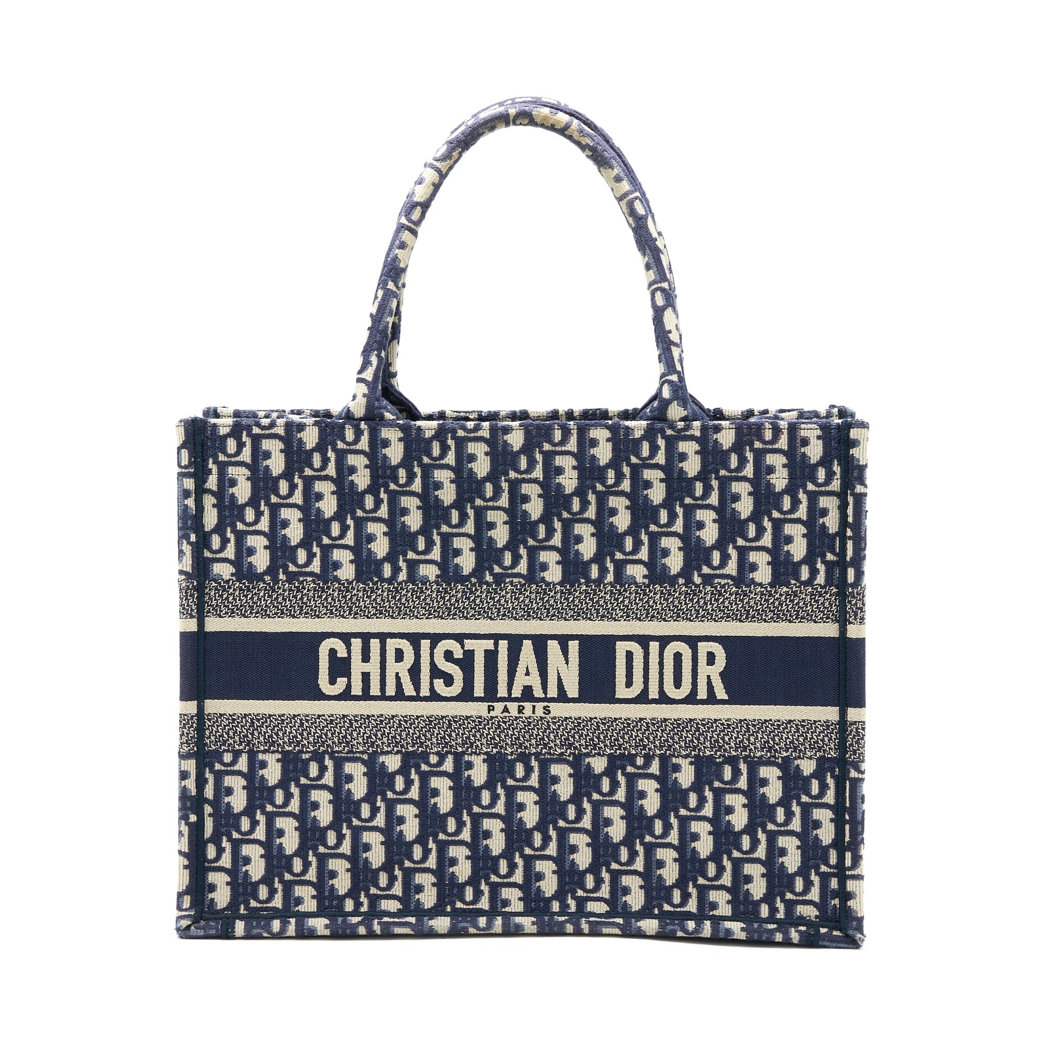 DIOR MEDIUM BOOK TOTE OBLIQUE EMBROIDERY BLUE