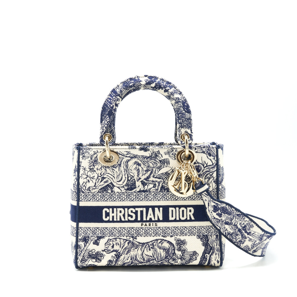 DIOR MEDIUM LADY DIOR D-LITE BAG NAVY GHW