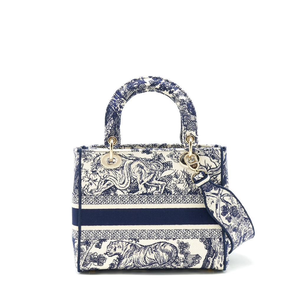 DIOR MEDIUM LADY DIOR D-LITE BAG NAVY GHW