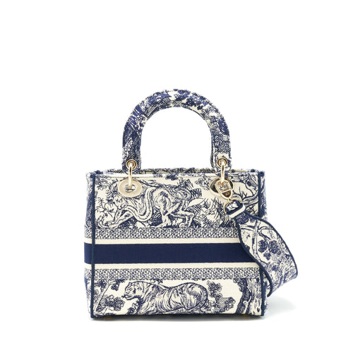 DIOR MEDIUM LADY DIOR D-LITE BAG NAVY GHW