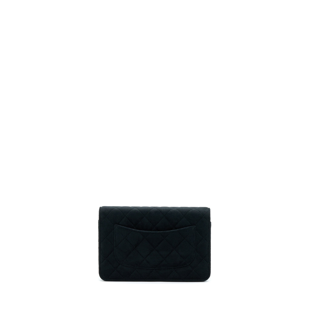 CHANEL VELVET PEARL CRUSH WALLET ON CHAIN BLACK LGHW