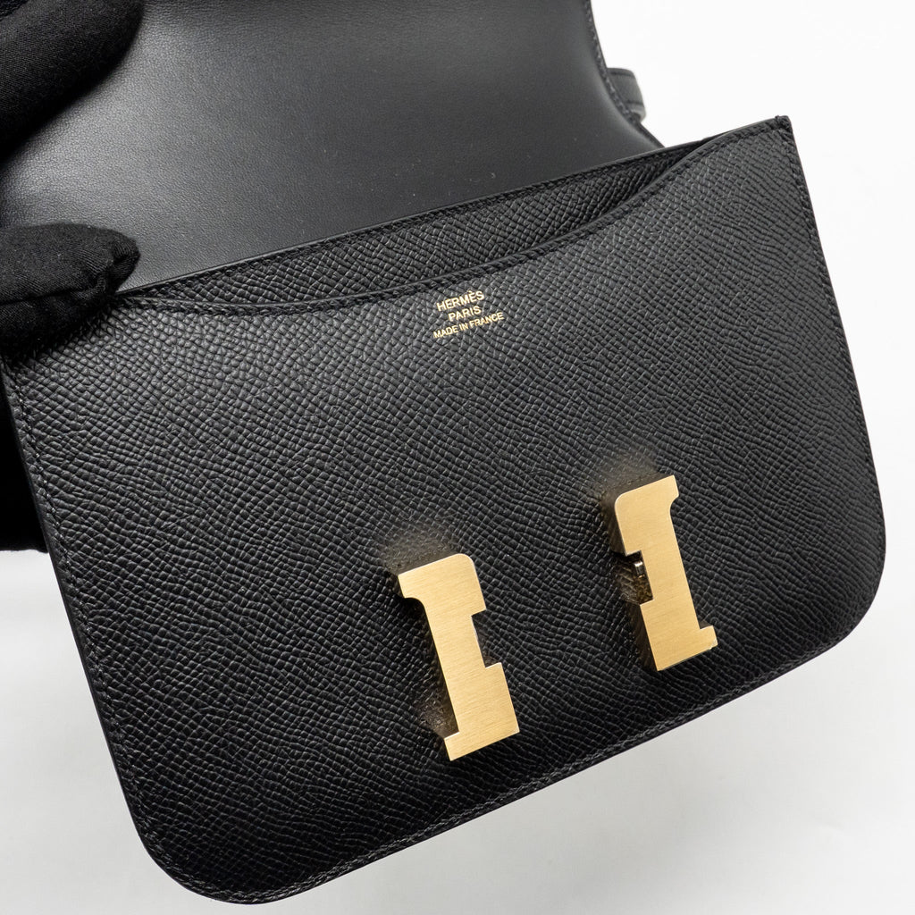 HERMES MINI CONSTANCE EPSOM BLACK BRUSHED GHW