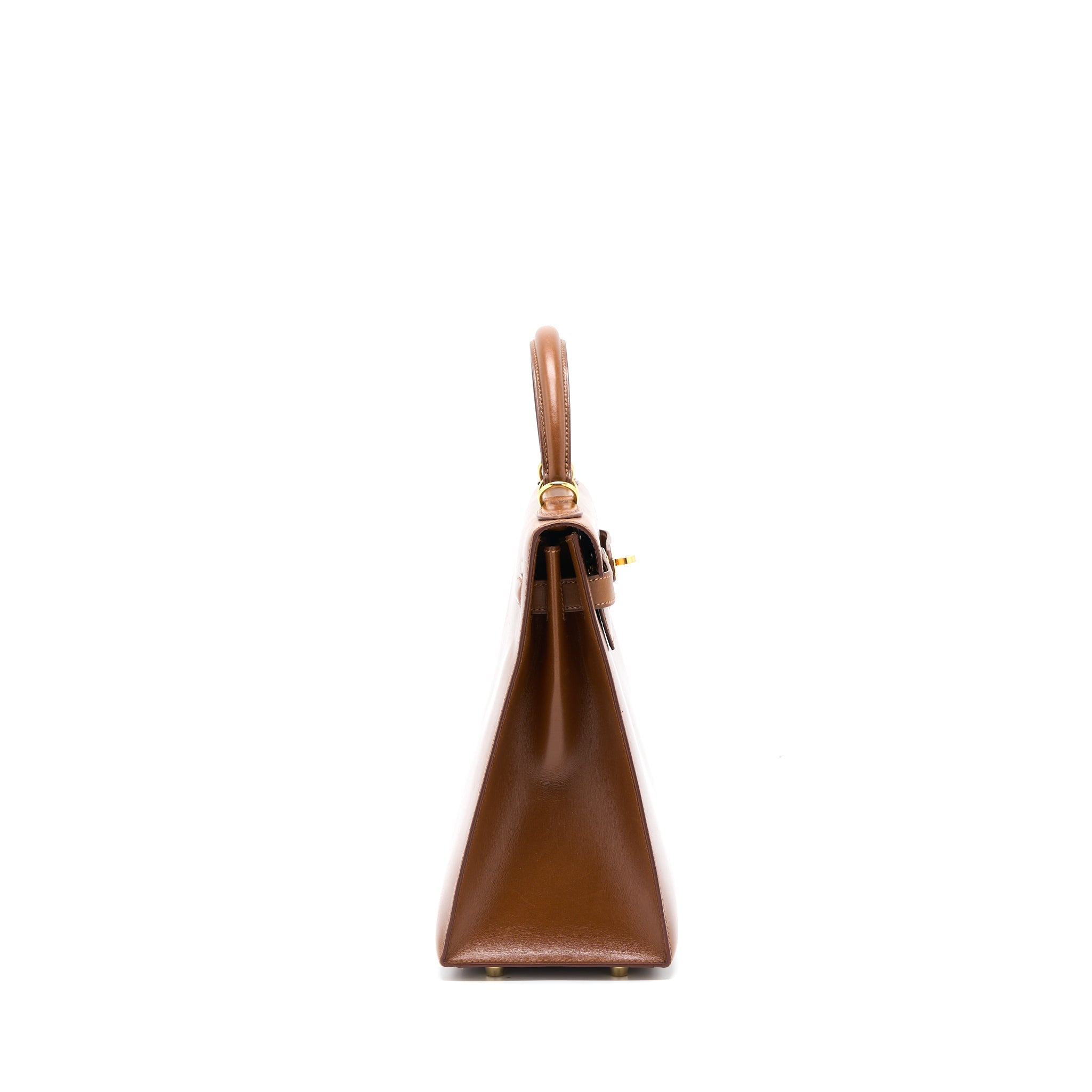 HERMES VINTAGE KELLY 32 BOX BROWN GHW