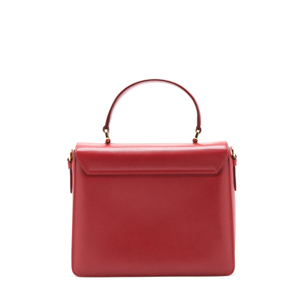 FERRAGAMO TOP HANDLE TOTE BAG SAFFIANO LEATHER RED GHW