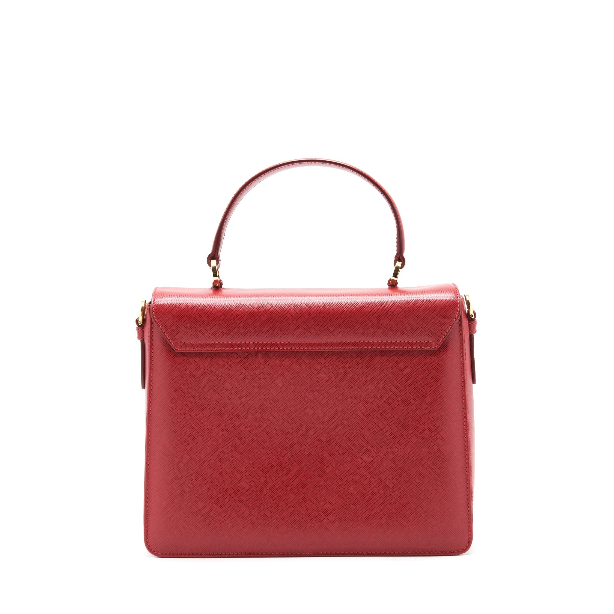 FERRAGAMO TOP HANDLE TOTE BAG SAFFIANO LEATHER RED GHW