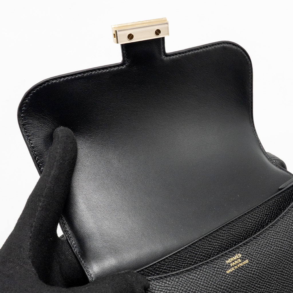 HERMES MINI CONSTANCE EPSOM BLACK BRUSHED GHW
