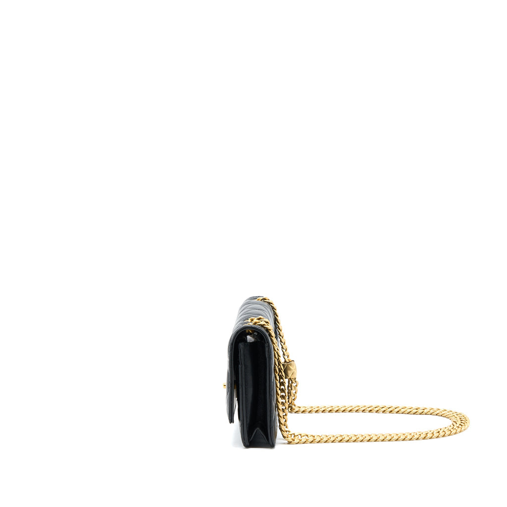 CHANEL 22K GOLD PILLAR WALLET ON CHAIN LAMBSKIN BLACK GHW