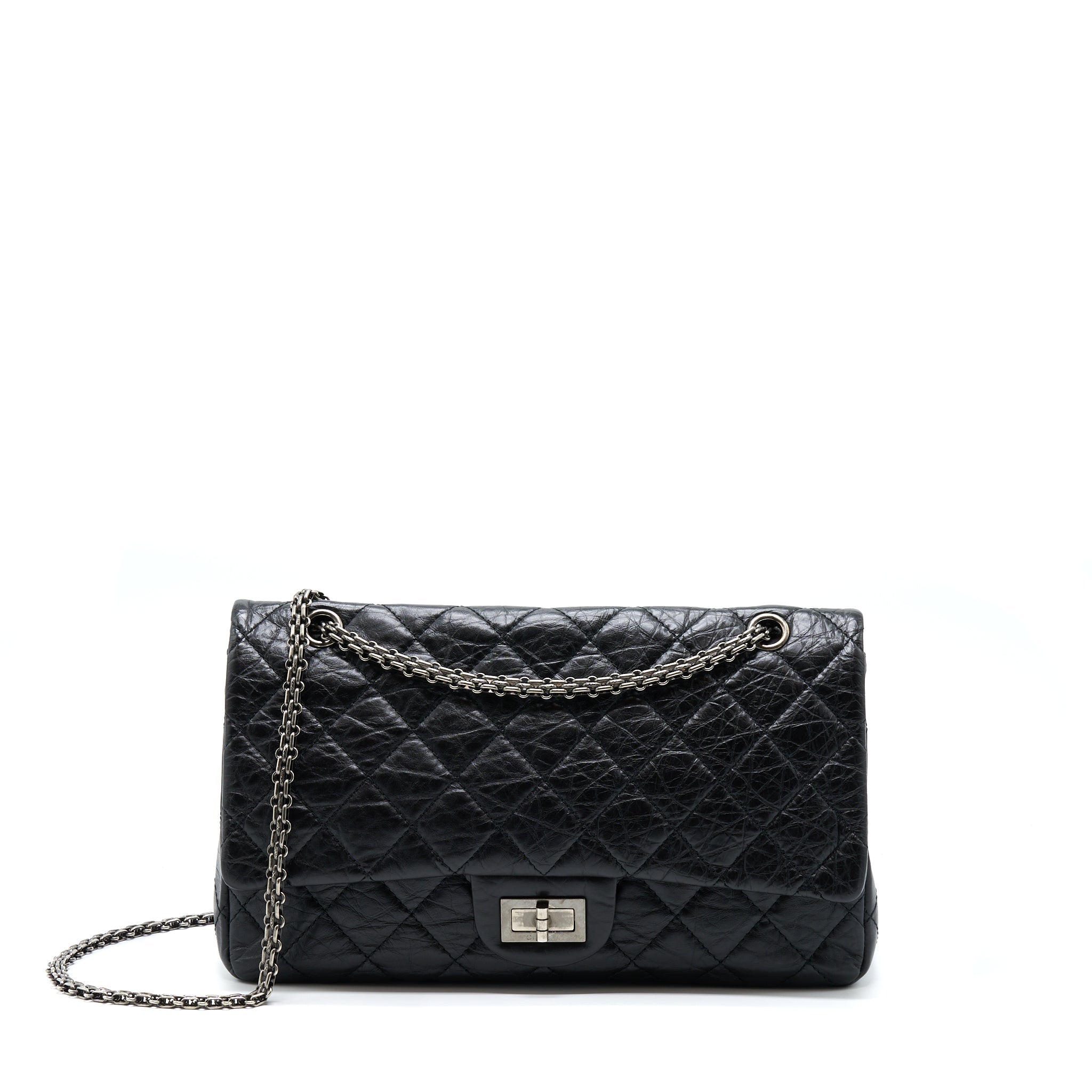 CHANEL 2.55 227 REISSUE CALFSKIN BLACK RUTHENIUM HARDWARE