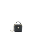 CHANEL 22P TOP HANDLE MINI VANITY WITH CHAIN WITH MIRROR INSIDE LAMBSKIN BLACK LGHW
