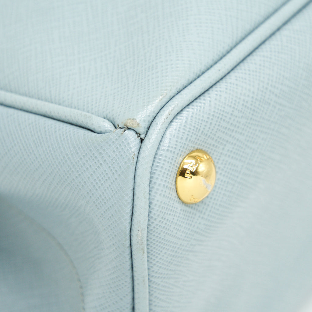 PRADA SMALL SAFFIANO LEATHER TOTE BAG LIGHT BLUE GHW