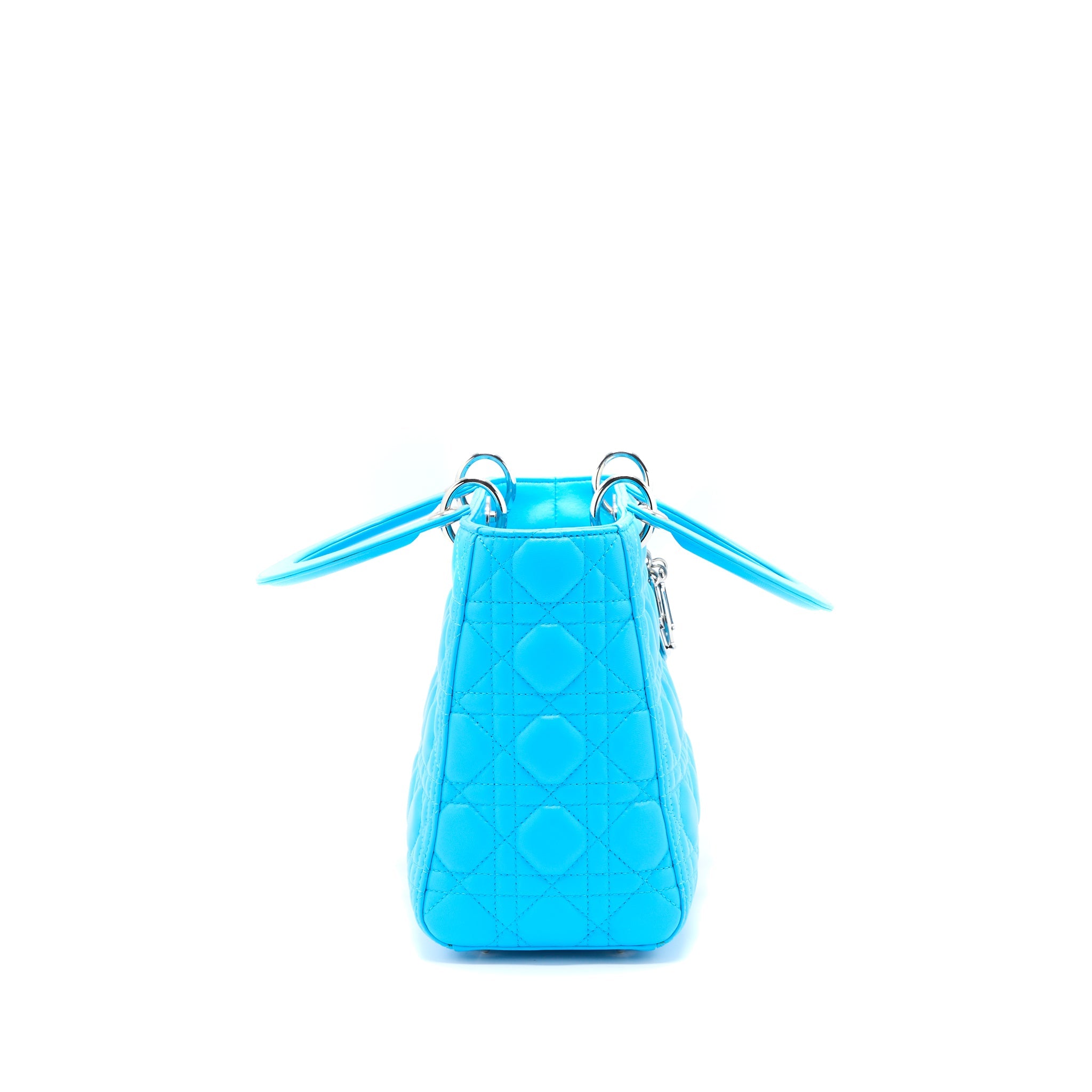 DIOR MEDIUM LADY DIOR LAMBSKIN LIGHT BLUE SHW