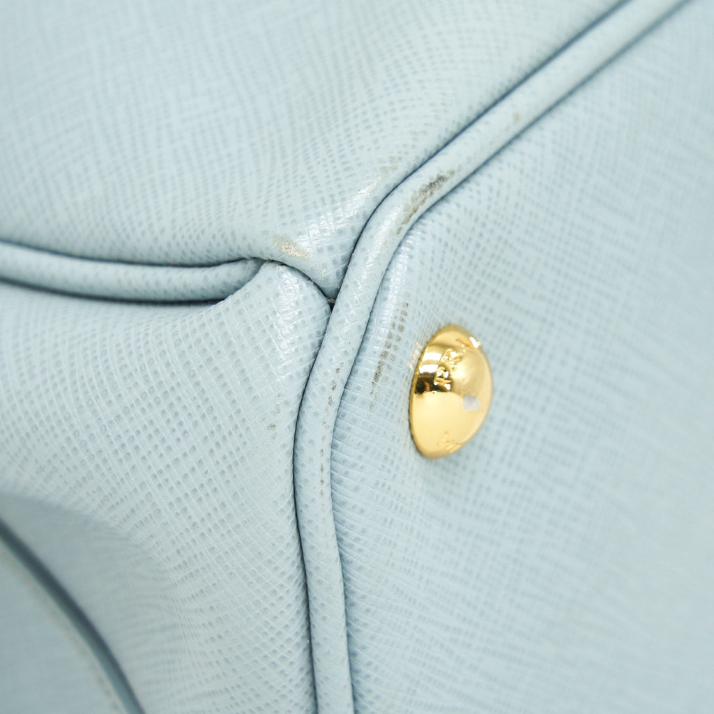 PRADA SMALL SAFFIANO LEATHER TOTE BAG LIGHT BLUE GHW
