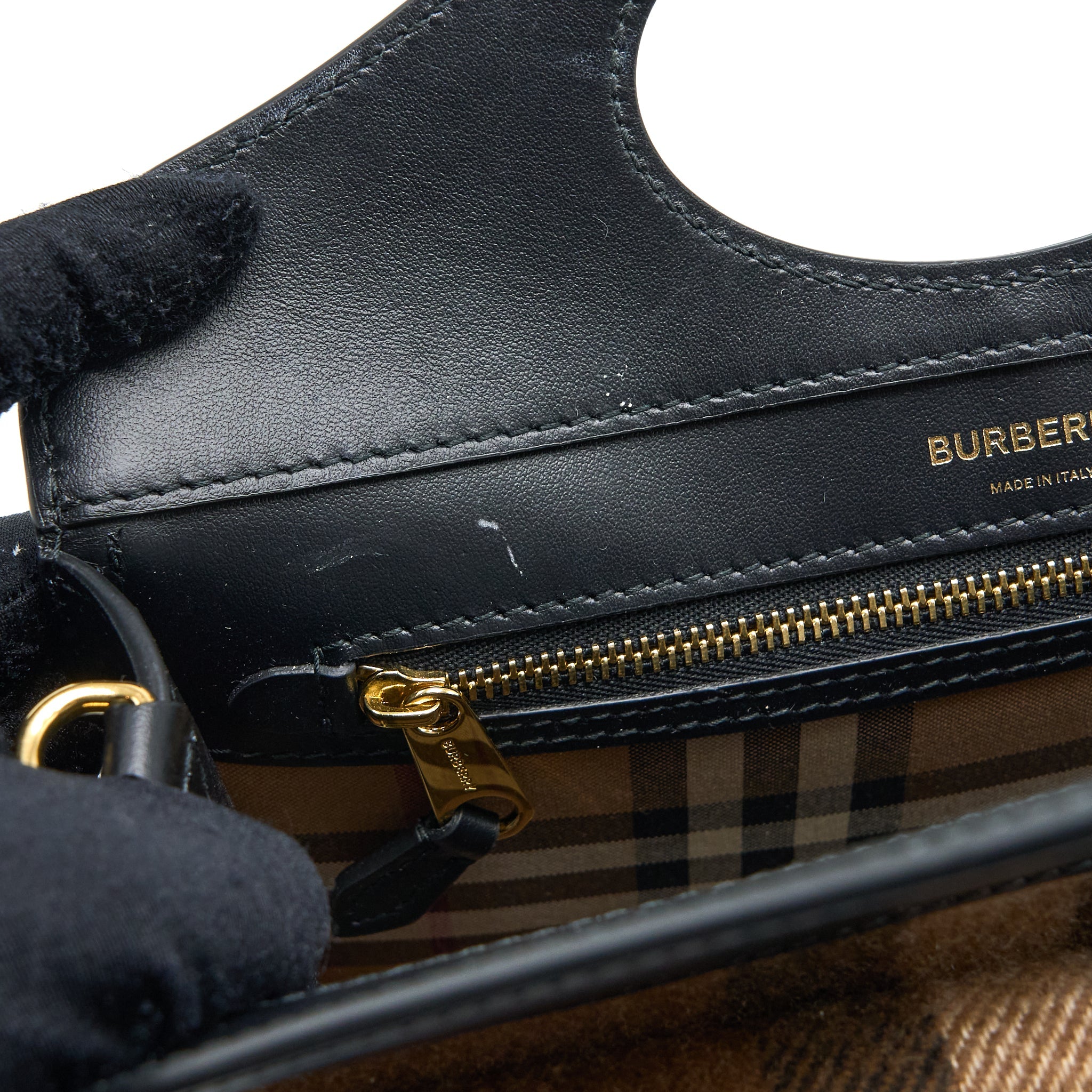 BURBERRY CHECK POCKET BAG CASHMERE/LEATHER MULTICOLOUR BROWN GHW