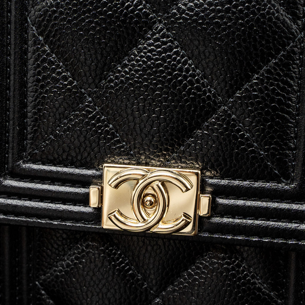 CHANEL VERTICAL PHONE POUCH CAVIAR BLACK LGHW