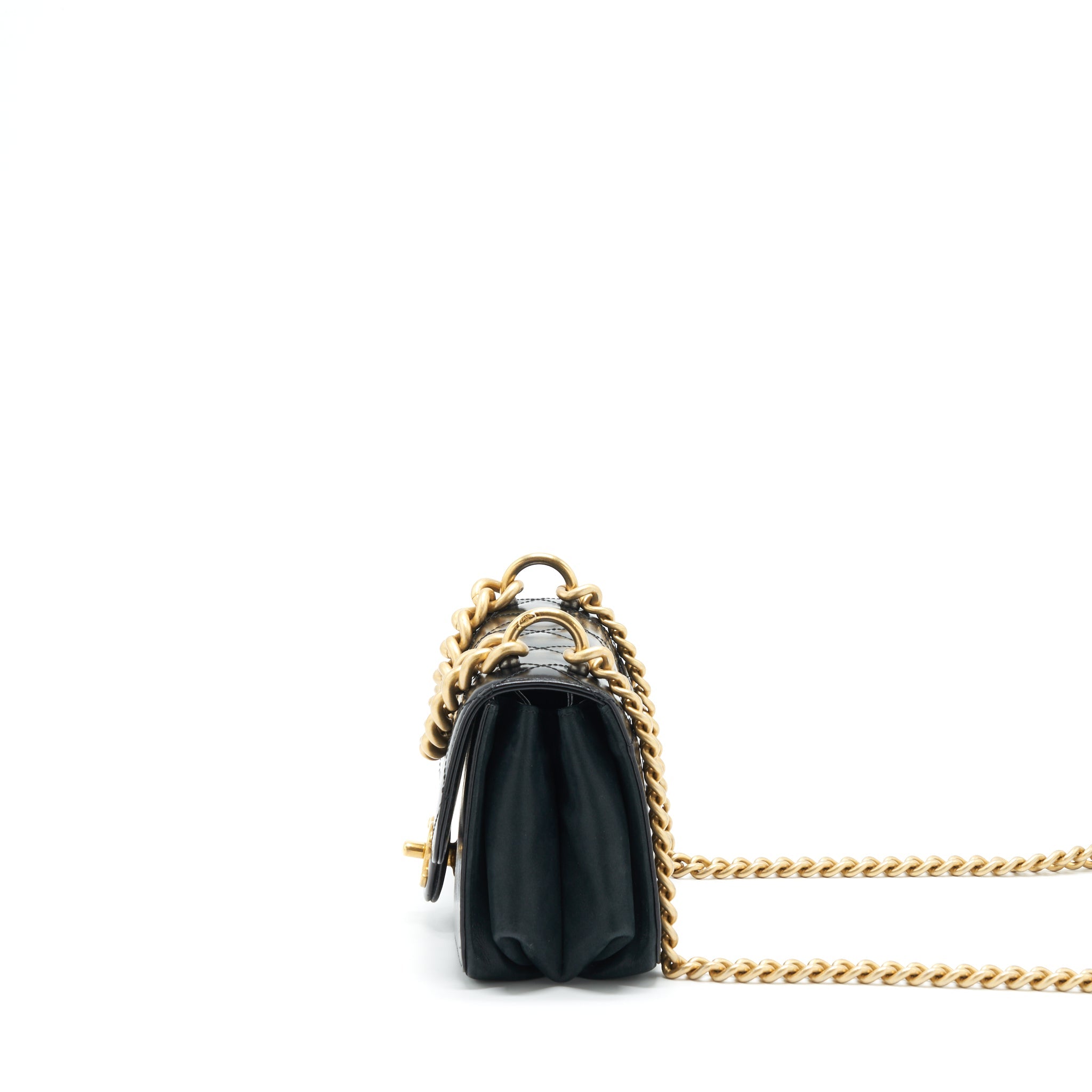 CHANEL SEASONAL PARIS COSMOPOLITE STRAIT LINED FLAP BAG CALFSKIN / LAMBSKIN BLACK GHW