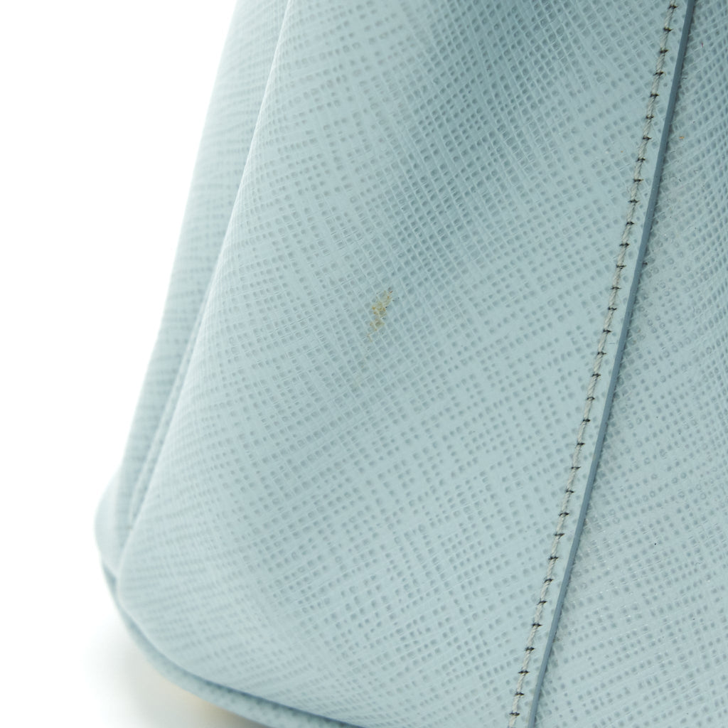 PRADA SMALL SAFFIANO LEATHER TOTE BAG LIGHT BLUE GHW