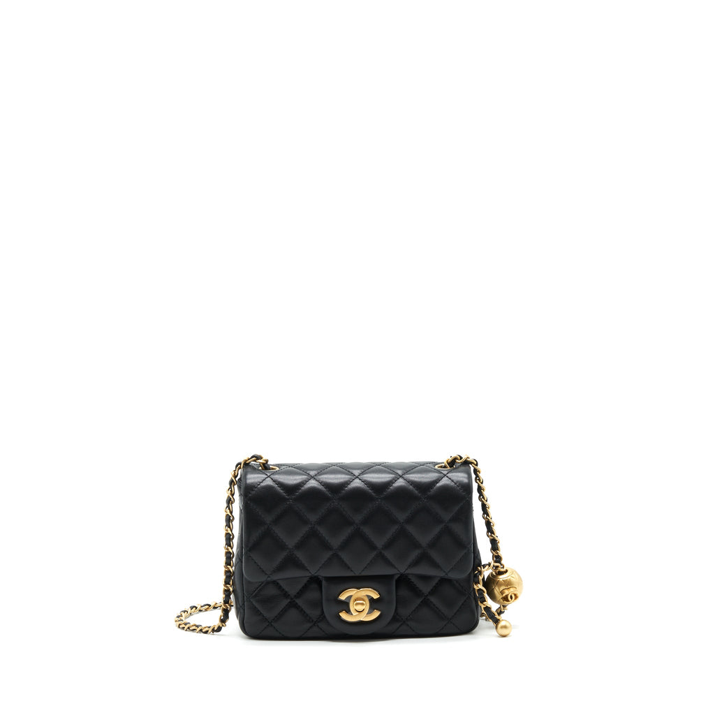 CHANEL MINI SQUARE PEARL CRUSH LAMBSKIN BLACK GHW
