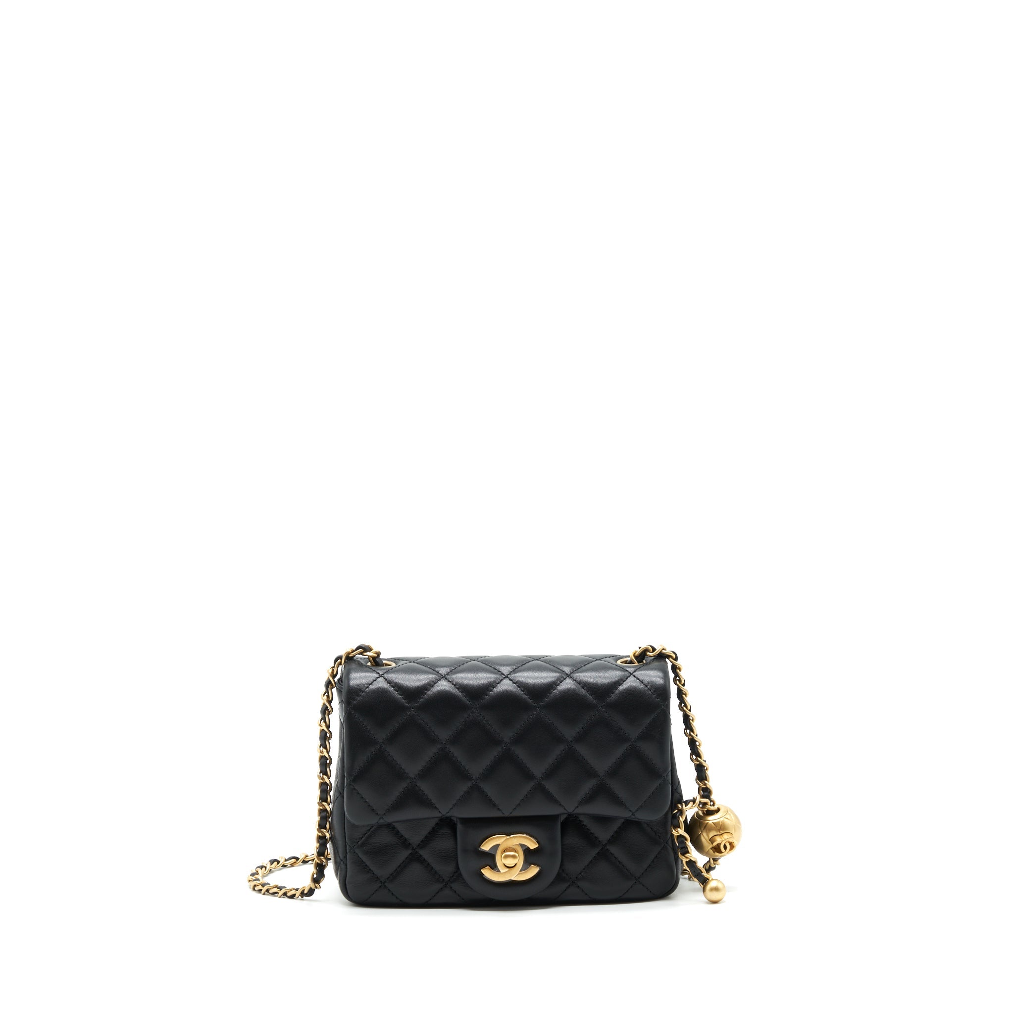 CHANEL MINI SQUARE PEARL CRUSH LAMBSKIN BLACK GHW