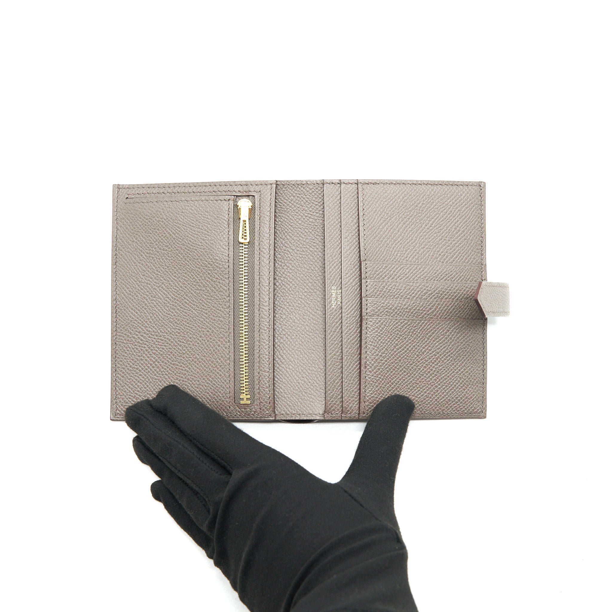 HERMES BEARN COMPACT WALLET GRIS ETAIN RGHW