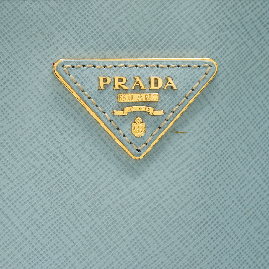 PRADA SMALL SAFFIANO LEATHER TOTE BAG LIGHT BLUE GHW