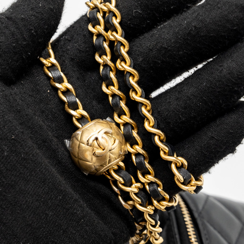 CHANEL PEARL CRUSH LONG VANITY CASE LAMBSKIN BLACK GHW (MICROCHIP)