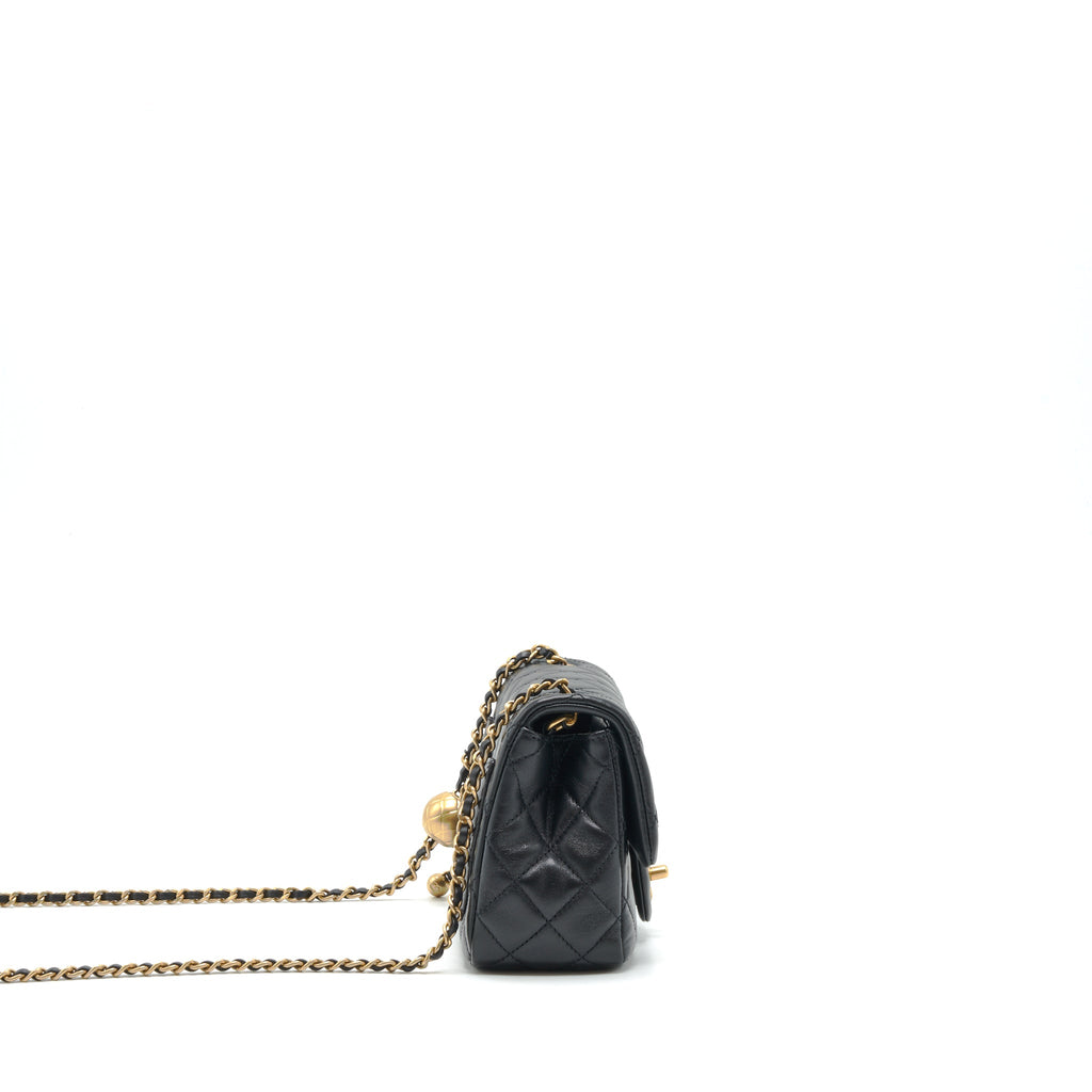 CHANEL MINI SQUARE PEARL CRUSH LAMBSKIN BLACK GHW