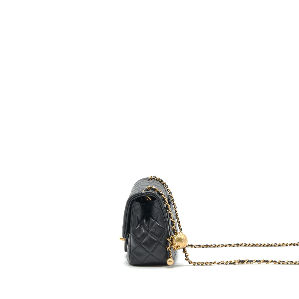 CHANEL MINI SQUARE PEARL CRUSH LAMBSKIN BLACK GHW