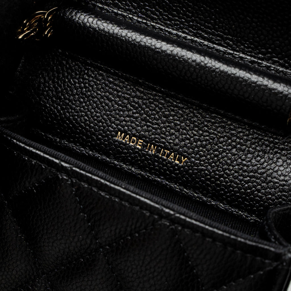CHANEL VERTICAL PHONE POUCH CAVIAR BLACK LGHW