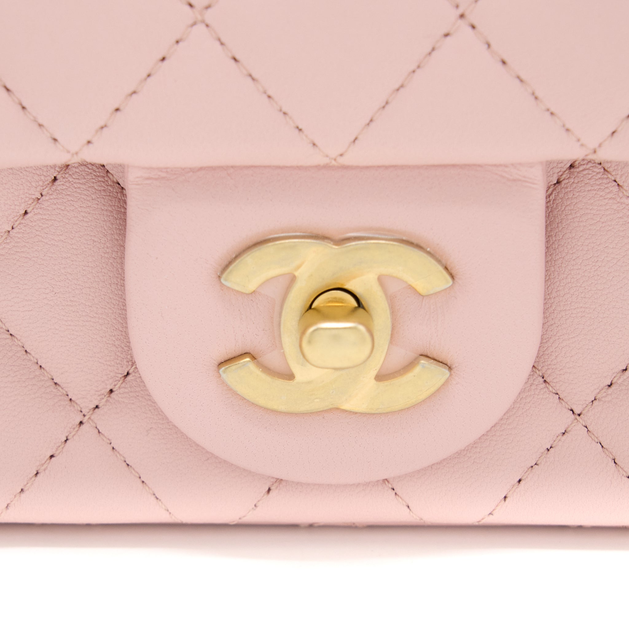 CHANEL 23S CAMELLIA CHAIN MINI RECTANGULAR FLAP BAG LAMBSKIN LIGHT PINK GHW (MICROCHIP)