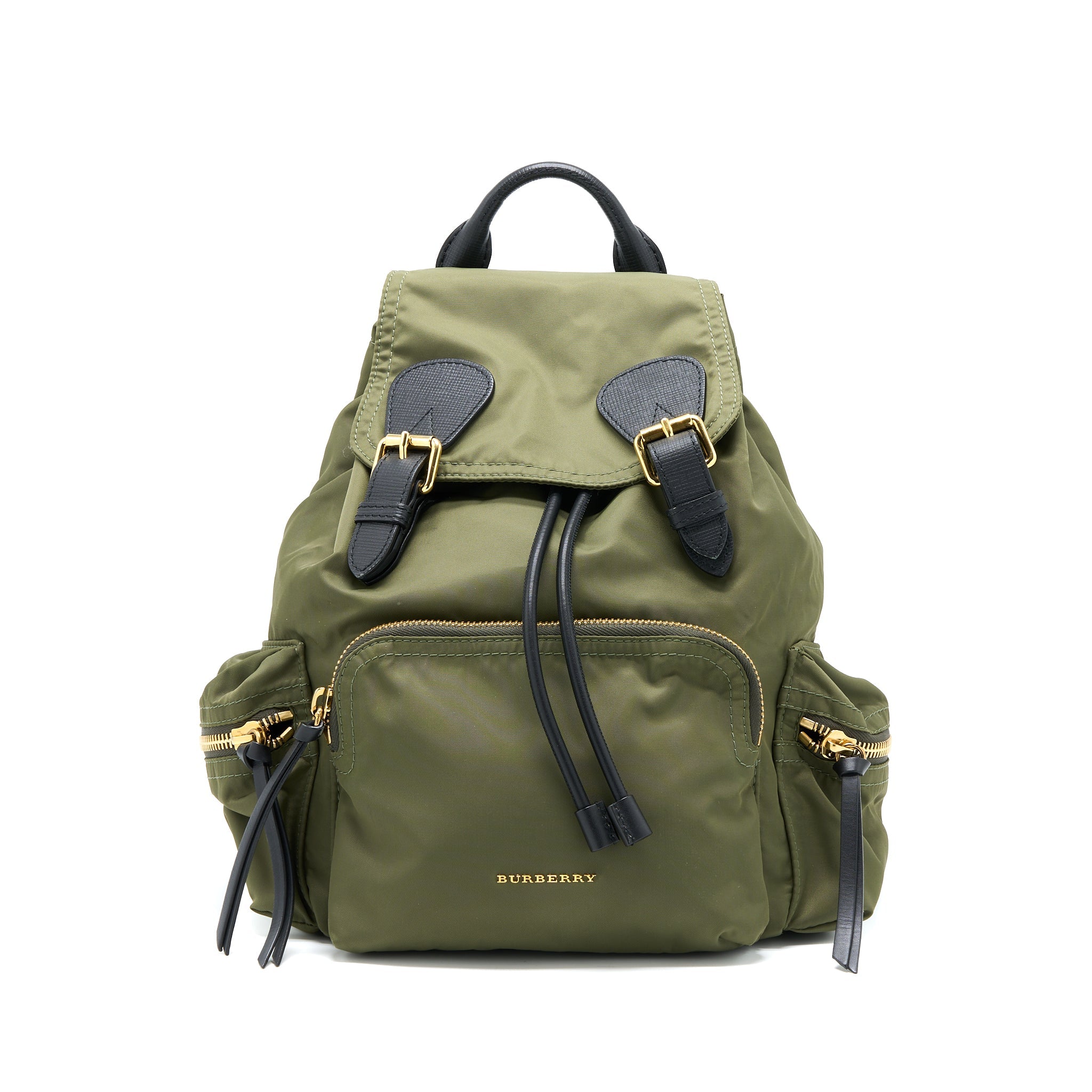 BURBERRY MEDIUM RUCKSACK BACKPACK NYLON OLIVE GREEN GHW
