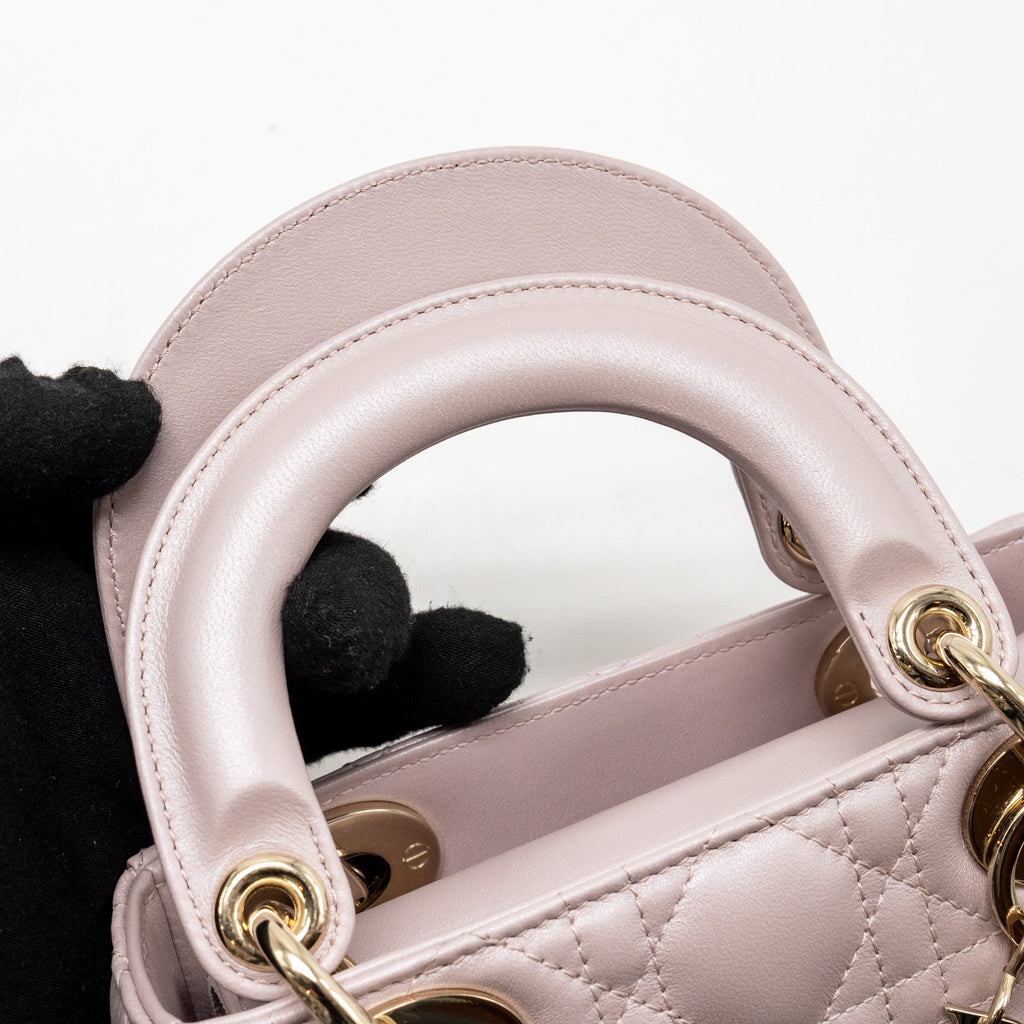 DIOR MINI LADY DIOR LAMBSKIN LIGHT PINK LGHW