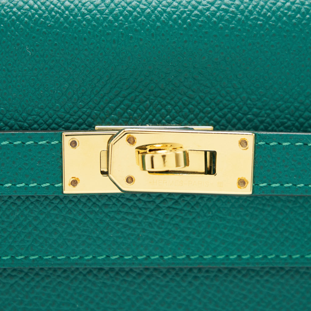 HERMES KELLY LONG WALLET Z6 MALACHITE EPSOM GHW