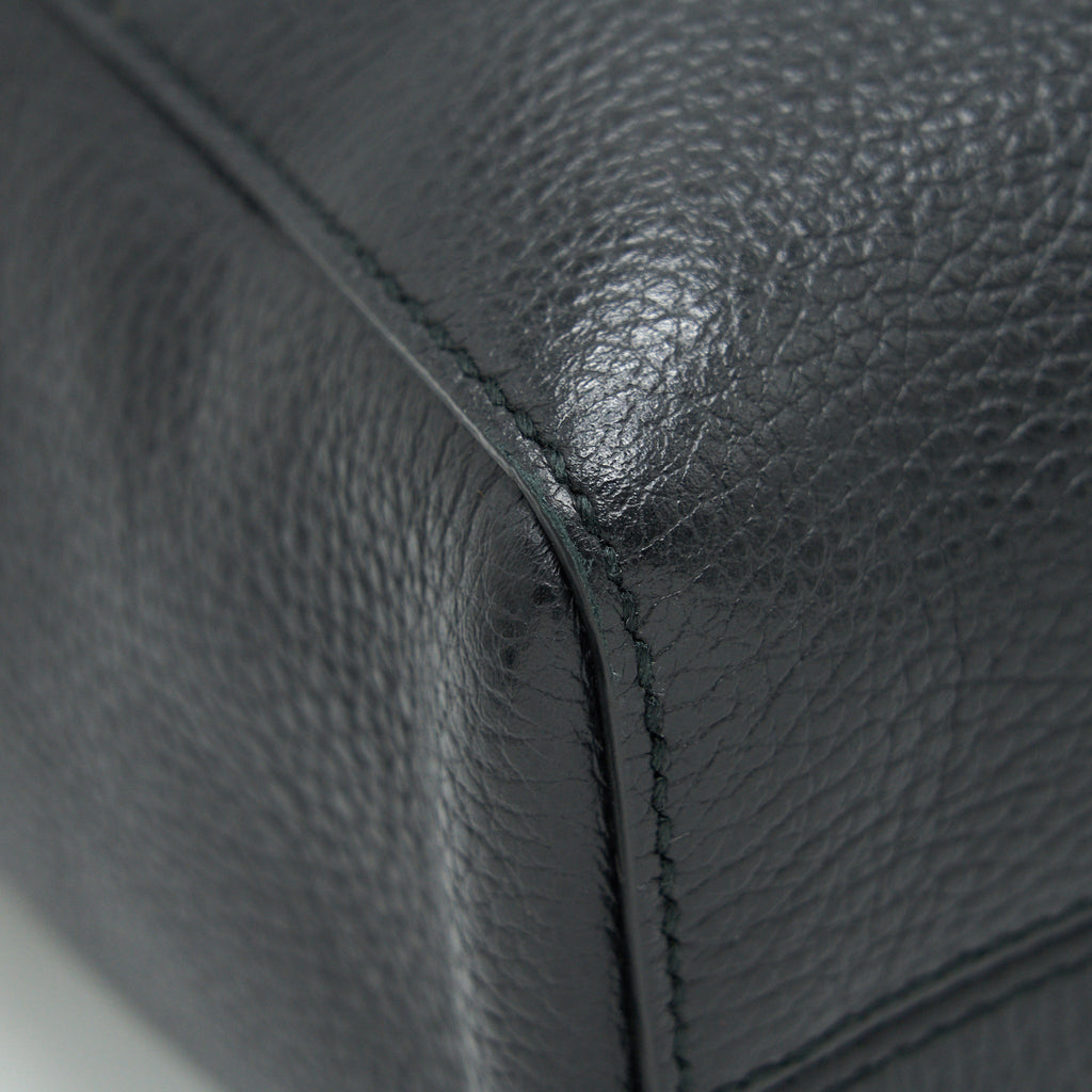 GUCCI GRAINED CALFSKIN TOTE BAG BLACK WITH LONG STRAP