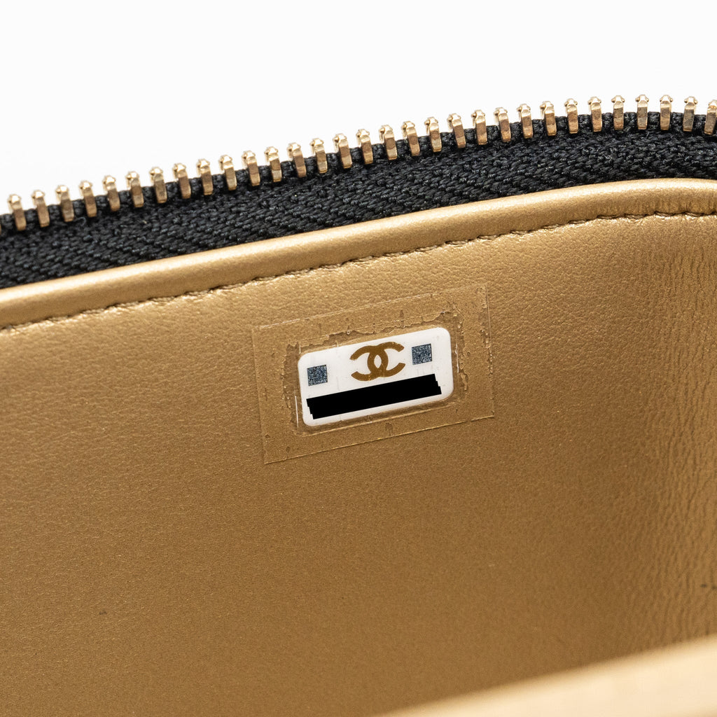 CHANEL PEARL CRUSH LONG VANITY CASE LAMBSKIN BLACK GHW (MICROCHIP)