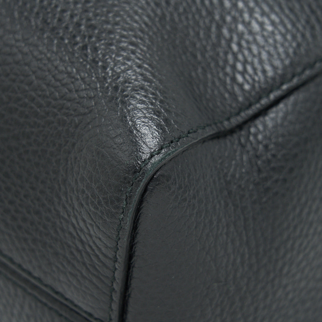 GUCCI GRAINED CALFSKIN TOTE BAG BLACK WITH LONG STRAP
